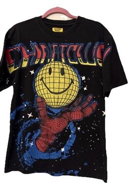 Chinatown Market Smiley Graphic Shirt Mens Large Black Galaxy Streetwear Tee